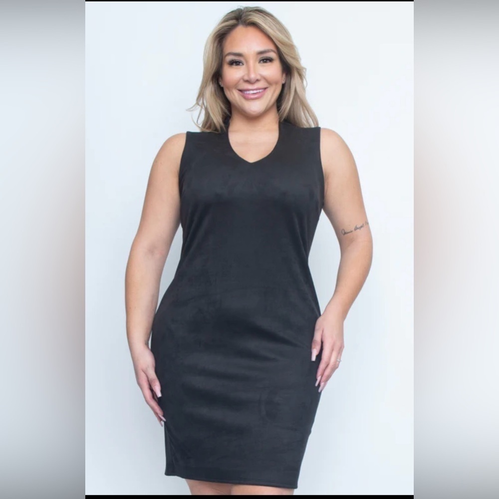 Simple sheath dress in a stretch, micro suede